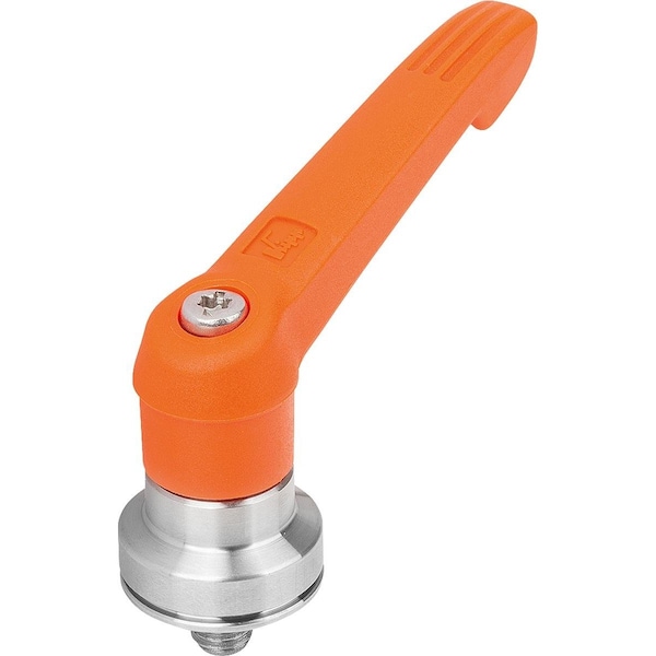 Adjustable Handle W Clamp Force Intensif Size:2 M08X10, Plastic Orange Ral2004, Comp:Stainless Steel